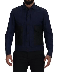 DSQUARED2 Shirt Dark Blue Cotton Collared Long Sleeves Casual Top IT48 / M $400 - Picture 1 of 9