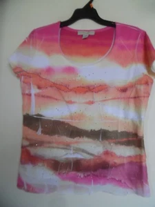Laura Ashley Multi Layered Short Sleeve  Knit Top Shirt Size PM - Picture 1 of 3
