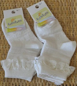 2 Pairs Short Socks Lace Baby Cotton Ticotico Art. 501 - Picture 1 of 2