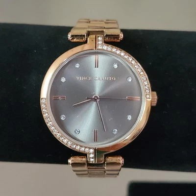 Relógio feminino Vince Camuto quartzo analógico tom ouro rosa gema 6,75 polegadas 34 mm - Imagem 1 de 4