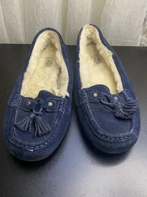 Zapatilla UGG Litney para mujer de gamuza azul marino para exterior/interior talla 9 Foto 1 de 4