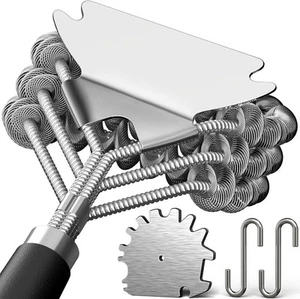 Stainless Steel BBQ Grill Brush and Scraper, Large & Bristle Free, Silver - Picture 1 of 7