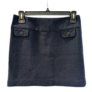 Minigonna Gap blu navy nera misto lana testurizzata zip posteriore taglia 0 carriera - Foto 1 di 7