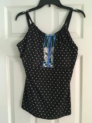 BEACH HOUSE Camiseta sin mangas de natación con inserción floral a lunares para mujer talla 14 Foto 1 de 4