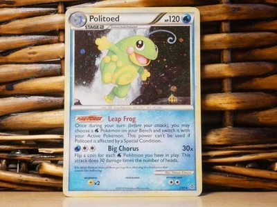 Pokemon POLITOED 7/95 HOLO RARE SWIRL | LP Light Play | HS Unleashed | 2010 - Image 1 of 4