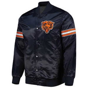 Chicago Bears NFL Black Satin Baseball Letterman Varsity Jacke Herren Größe L - Bild 1 von 5