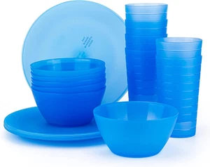Plastic Dinnerware Set, Unbreakable and Reusable Plastic Plate, Bowl and Tumbler - Picture 1 of 12