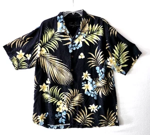 Tommy Bahama Seidenhemd mit Knopfleiste Hawaii Blumen schwarz Herren XL kurzarm - Bild 1 von 9