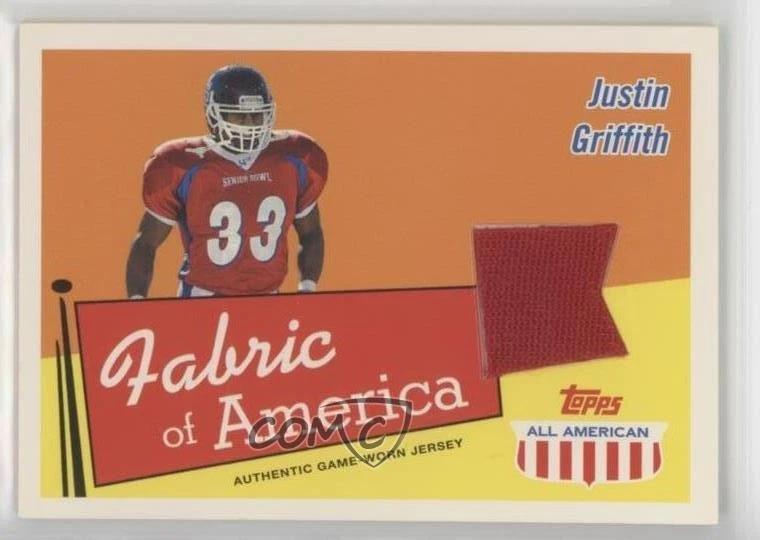 2003 Topps All American Fabric of America Justin Griffith #FA-JGR Rookie RC - Image 1 of 2