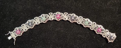 Pulsera de plata de ley con piedras multicolores, 7 pulgadas Foto 1 de 4