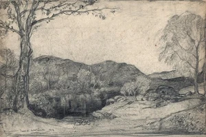 David Waterson - Graphitzeichnung - Flusslandschaft - 1904 - Bild 1 von 3