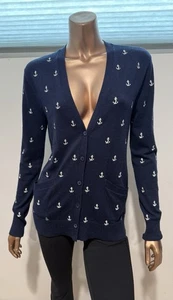 $ 200 Equipment Sommer Küstenmotiv Wolle bestickt Pullover Cardigan marineblau/XS - Bild 1 von 6