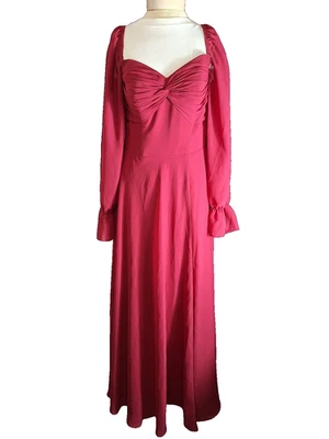JJ's HOUSE Bridesmaid Formal Maxi Dress Sz M Burgundy Convertible Wedding Event - Image 1 of 4