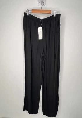 Pantalones de lino Eileen Fisher para mujer medianos negros relajados pierna ancha hechos en EE. UU. NUEVOS CON ETIQUETAS Foto 1 de 4
