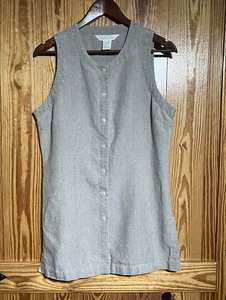 Compagnie International VTG 100% Linen Sleeveless Button-Up Tunic Shirt Size M/L - Picture 1 of 20