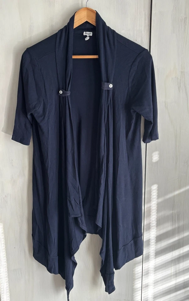 Splendid Cardigan T-Shirt Sweater Navy Blue Short Sleeve Open Front Duster XL - Image 1 of 4