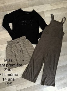 Miss Avant Première Zara P'tit Môme 14 ANS FILLE Hiver: Sweat + Jupe + Salopette - Imagen 1 de 1