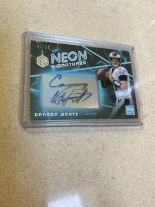 2018 Carson Wentz On Card Auto 42/50.  Panini Elements Neon Signatures - Picture 1 of 4
