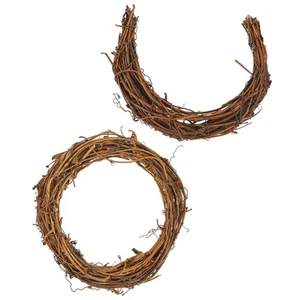 2 Pcs Rattan Garland Wreath Form Moon Shaped Rings Natural Making Supplies - Picture 1 of 12