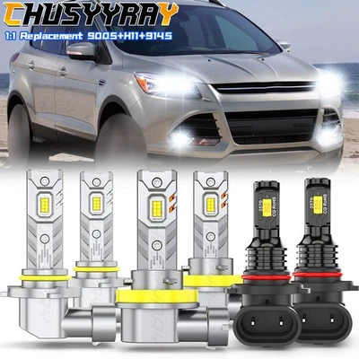 For Ford Escape SE Sport Utility 2013-2015 LED Headlight Hi Low Fog Light Bulbs - Image 1 of 4