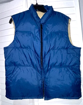 Sears Men's Store Vintage Down Puffer Vest size L Navy Blue Zip Up - Image 1 of 4