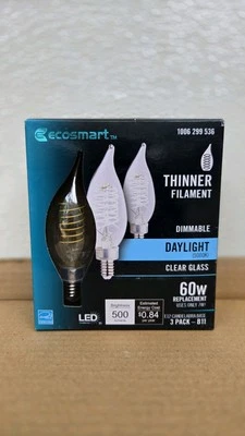20x Ecosmart 60w Daylight Clear Glass  B11 (3-Pack) - Image 1 of 4