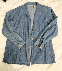 Vintage Koret City Blues Embroidered Jeanshemd Damen Gr. M - Bild 1 von 5