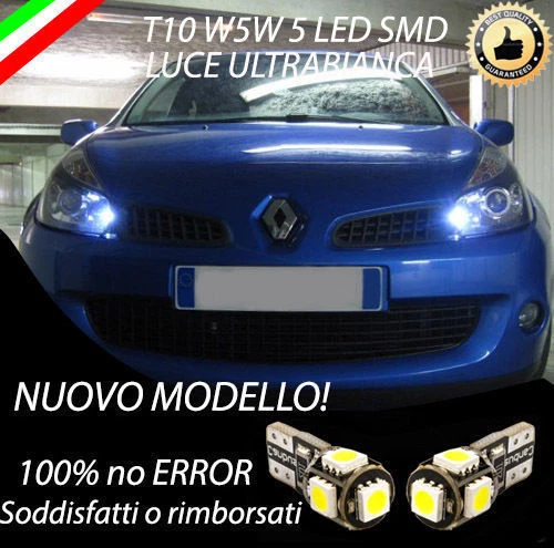 COPPIA LUCI POSIZIONE A 5 LED RENAULT CLIO 3 III T10 W5W CANBUS - NUOVO MODELLO - Immagine 1 di 1