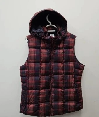 Chaleco con capucha Patagonia Down With It Puffer rojo a cuadros para mujer talla XS/S Foto 1 de 4