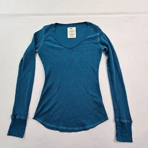 OP Ocean Pacific Blue Long Sleeve Cotton Blend Thermal T-Shirt Womens M (7-9) - Picture 1 of 6