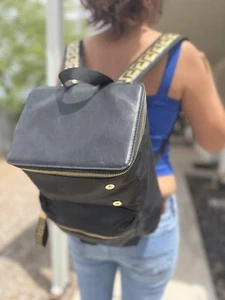 VERSACE PARFUMES Rider Black Summer Travel Gym Backpack Bag Excellent - Picture 1 of 4