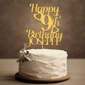 Personalised Happy Birthday Acrylic Cake Topper Custom Colour Any Name & Age - Picture 1 of 10