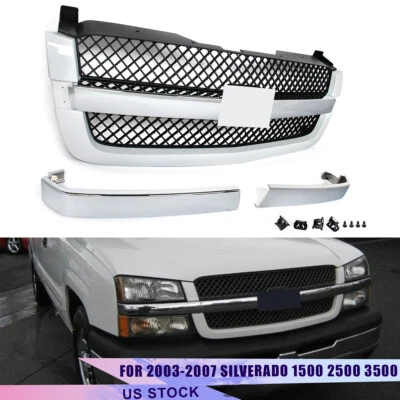 NEW For 2003-2007 Chevy Silverado 1500 Summit White Front Bumper Upper Grille Foto 1 de 4