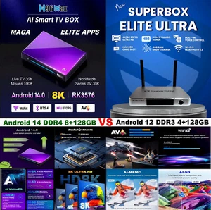 2025 AI H96 Max M9⚡Octacore 8G-128G DDR4 8K os14 vs. os12 Superbox Elite Ultra - Picture 1 of 21