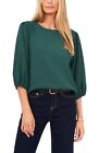 Vince Camuto Women's Top Top Sz S Puff -Sleeve Knit Top Green