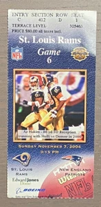 Biglietto Tom Brady New England Patriots Stub TD’s 84/85 vs. Rams 11/7/04 L@@K - Foto 1 di 1