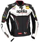 Men's Black Aprilia Racing Rsv4 Leather Motorcycle Jacket MotoGP Gear Motorbike