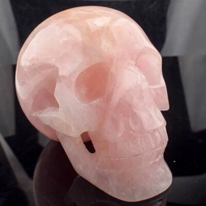 Calavera de cristal tallada a mano de cuarzo rosa natural de 5,8"", cristal curativo - Imagen 1 de 8