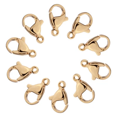 100 pcs Real 18K Gold Plated 304 Stainless Steel Lobster Claw Clasps 12x7x4mm - Image 1 of 4