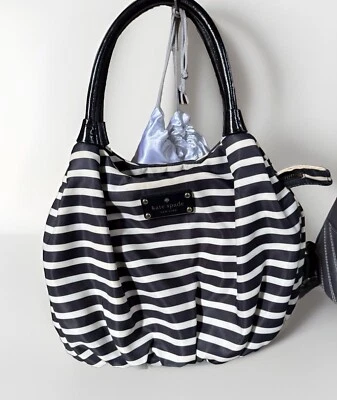 Cartera interior Kate Spade de hombro negra blanca a rayas roja Foto 1 de 4