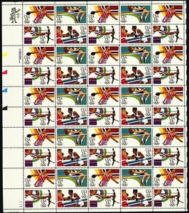 Summer Olympics Sheet of 50 of Fifty 13 Cent Postage Stamps Scott 2048-51 - Picture 1 of 1