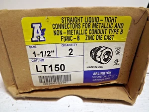2 pack Arlington LT150 1-1/2” Straight Liquid-tight Connectors - Picture 1 of 2