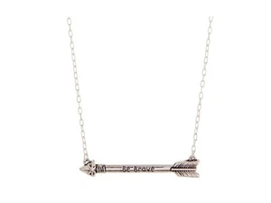 Goldtone or Silvertone "Be Brave" Interlocked Arrow Necklace ~ Gift Idea! - Picture 1 of 3