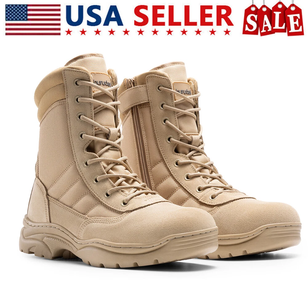 leather combat boots products for sale | eBay