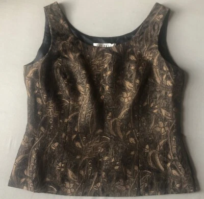 Kasper Womens Size 8 Black Metallic Gold Shell Tank Lined Zipper NWT Career - Image 1 of 4