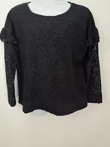Juicy Couture Black Lace Top Blouse XXL NWT Long Sleeve Ruffle 2XL Whimsy Goth - Picture 1 of 11