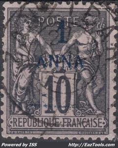 ZANZIBAR TYPE SAGE 1 ANNA SUR 10c NOIR SUR LILAS N° 2 AVEC OBLITERATION - Picture 1 of 2