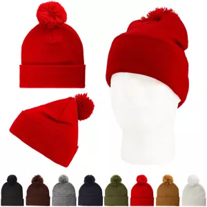 Premium Qualität Basic Bommel Beanie - Bild 1 von 33