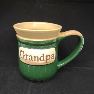 Grandpa Mug 16 oz Cracker Barrel Green Glazed Ceramic Cream - Picture 1 of 6