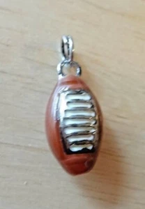 Sterling Silber 3D 18x9mm Braun Emaille Fußball Charm - Bild 1 von 4